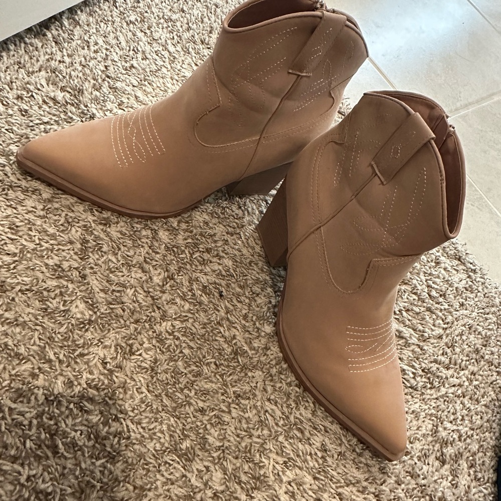 Tan Western Ankle Boots